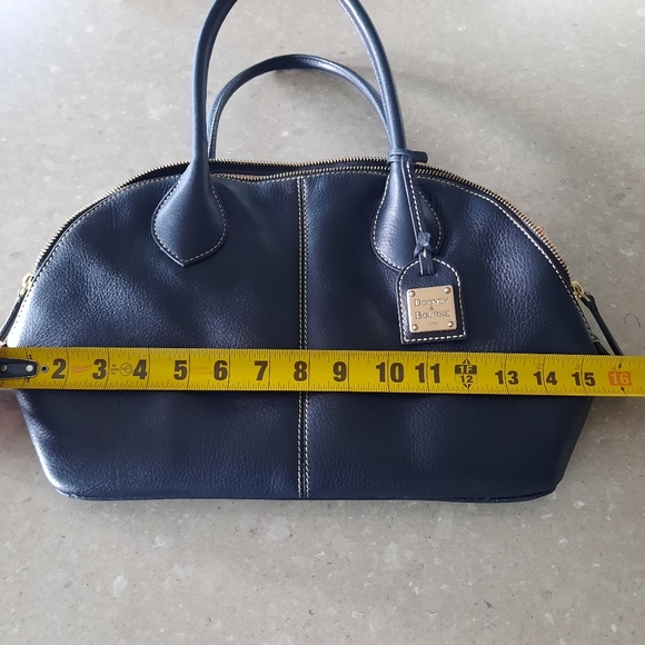 Dooney & Bourke Black Satchel Bag Domed Pebbled Leather Double Top Handle - Picture 9 of 16